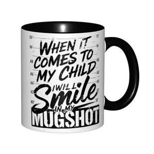 11oz Double Color Magic Mug - Black & White Photo Tennis Player Holding Racquet, Unique Gift Idea