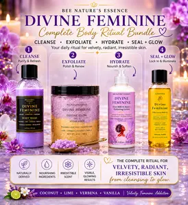 Bee Nature's Essence Perfumed Body Care Ritual Bundle - Body Wash, Sugar Scrub, Lotion & Body Oil. A Luxury 4-Step Body Ritual for Soft, Smooth, Perfumed, Glowing Skin