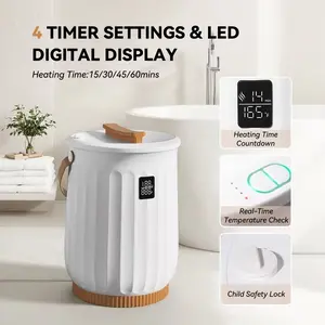 Luxury Towel Warmer Bucket – 4 Heating Modes, Self-Closing | Perfect for Bathroom & Spa Use