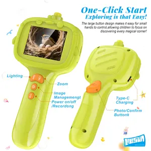 LELESUN Waterproof Kids Toy Borescope Snake Camera  – 2.4" Screen, 8 LEDs, Rechargeable Snake Tube STEM Toy for Outdoor Exploration