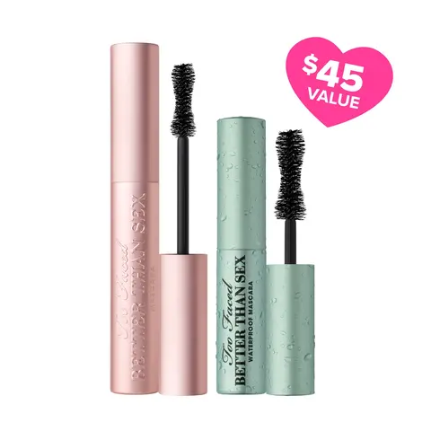 Too Faced Better Than Sex Original + Waterproof Mascara Set | Dramatic Volume, Fuller Length, Intense Pigment