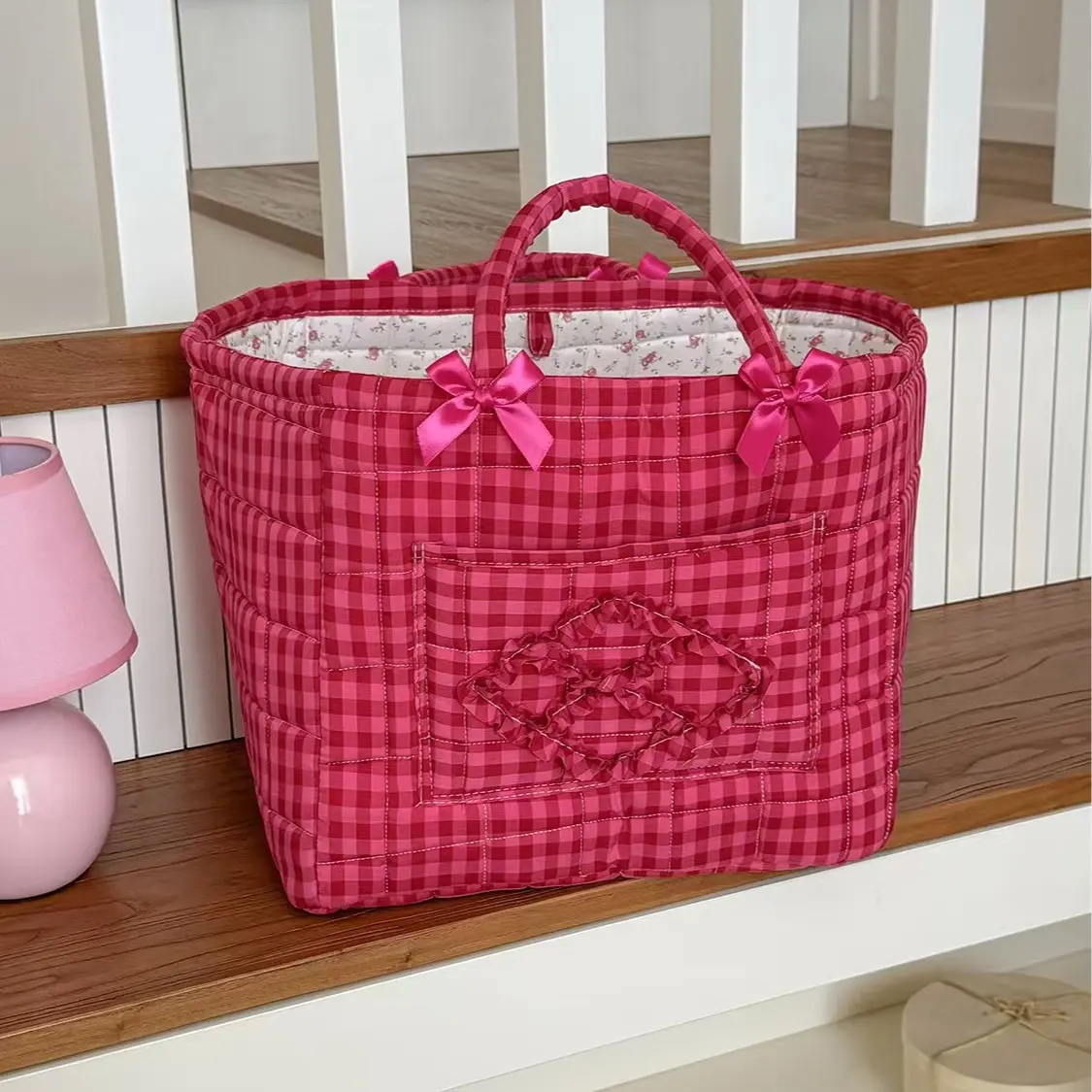 Hot Pink Plaid [Storage Basket]  
