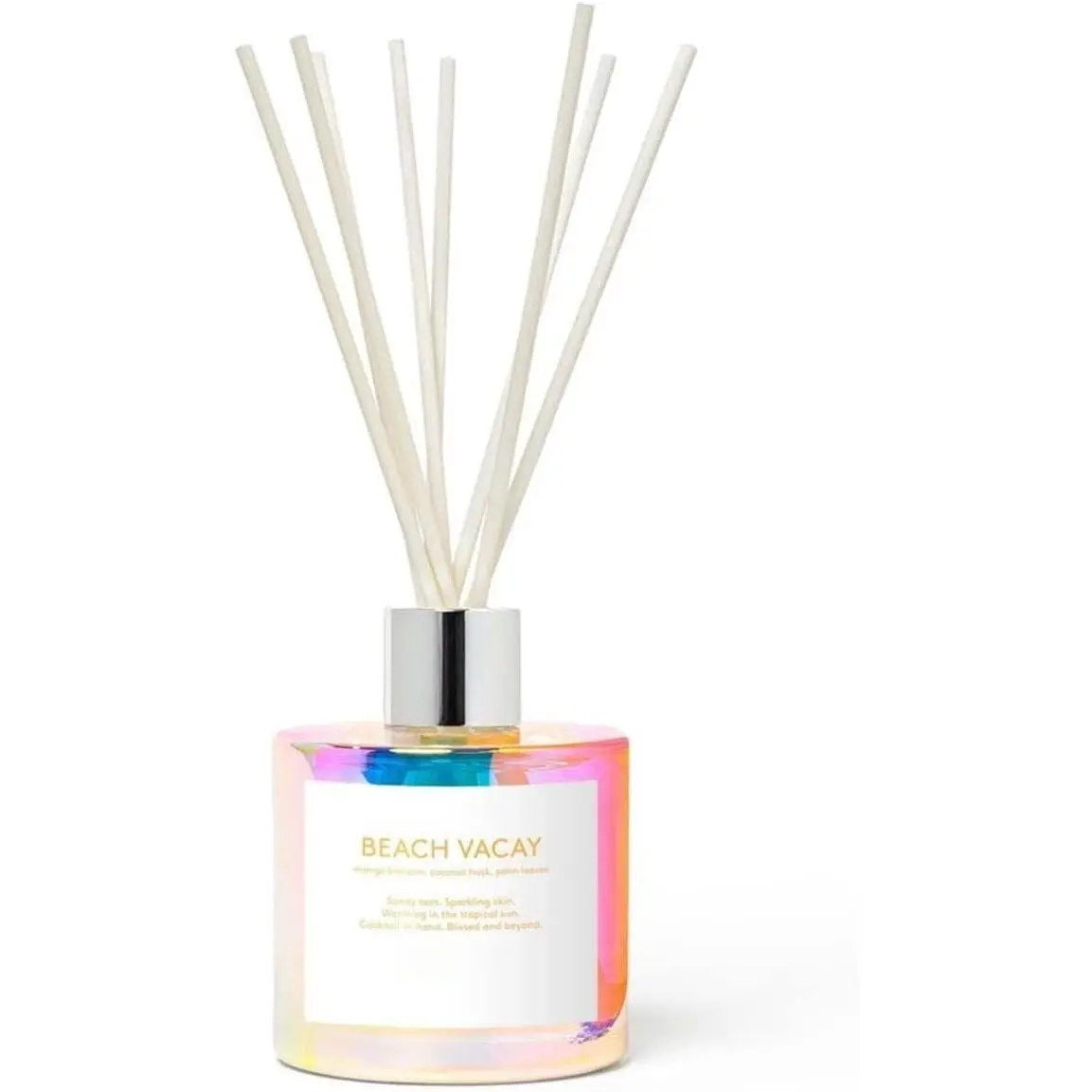 Beach Vacay Reed Diffuser - Luxury Scent Diffuser for ,  for Bedroom & Bathroom - Mango Blossom, Coconut & Palm Leaf, 8 Reeds, Clean Ingredients - 3.4oz