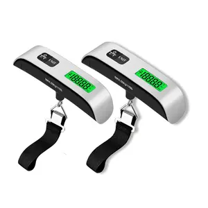 2 Pack Digital Luggage Scale for Travel, Portable Hanging Baggage Weight Scale 110 lb / 50 kg with Backlit LCD Display and Strap