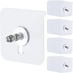 20 self-adhesive hooks, 12-pound load capacity, no-drill screws stickers, heavy-duty nailless wall display frame, nailless wall hooks, bathroom and kitchen adhesive hooks