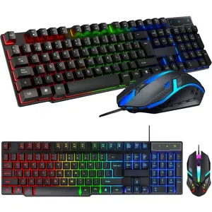 2 in 1 Wired Gaming Keyboard and Mouse Combo, Mechanical Feel LED Backlit Keyboard,104 Keys Full-Size Gaming Wired Keyboard USB Plug&Play for Home Office Gaming PC Laptop Mac Windows, Best Gift for Men Boys Boyfriend Lover Friend Gamers