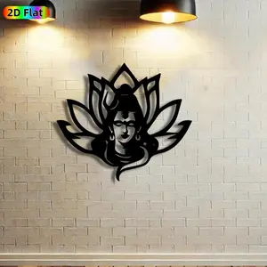 1pc Shiva Lotus Metal Wall Art, Sacred Shiva Statue Mural, Ideal Gift for Diwali, New Year, Spiritual Home Decor Enthusiasts, Rust-Resistant Metal Wall Decor Wall Sculptures, Perfect for Temple Wall & Garden Fence, Divine Religious Wall Art