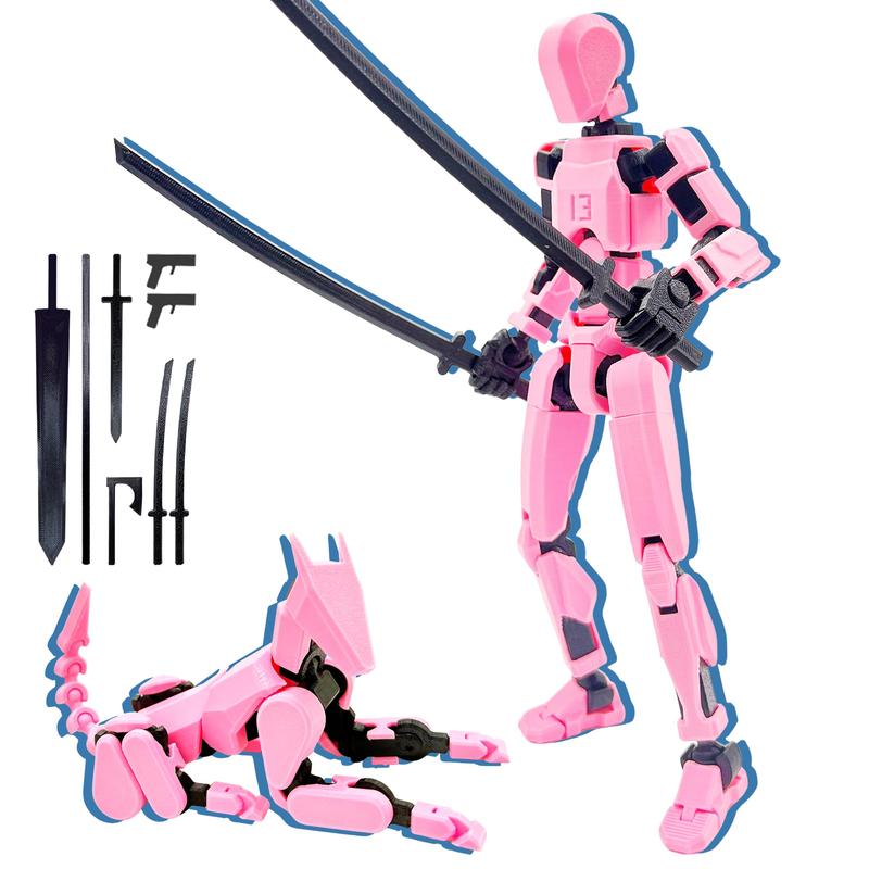 3D Printed T13 Action Figure Set Fully Assembled Titan 13 & Dummy Robot, Multi-Jointed Movable Toys