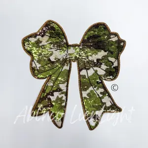 Camo Bow Sequins Iron On Patch for Women’s Sweatshirt and Shirt
