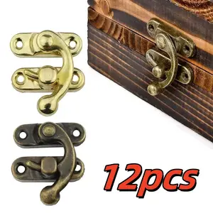 12 Pcs Antique Bronze Color Jewelry Box Hardware Set, Includes Latch Hook, Locking Pins & Corners, Durable Wooden Latch Clasp