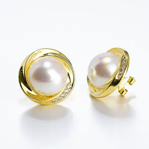 Vintage Hepburn 18K Gold Plated S925 Post Spiral Pearl Stud Earrings Tarnishfree Hypoallergenic Statement Jewelry for Professional Office and Formal Gala