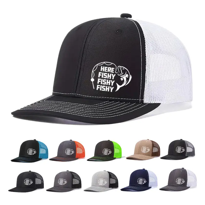 Unisex Fish Print Trucker Cap - Adjustable Mesh Back Snapback Cap, Lightweight Polyester, Curved Brim, Outdoor Casual Streetwear Ventilation Hat, Adjustable Snapback Cap