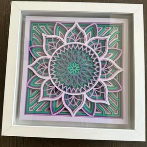 9”x9” Framed Multilayered Mandala Art in Shadow Box - Unique Designs and Colors, Great for Home or Office Decor, Perfect for Gifts - Hanging