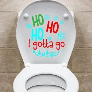 1 piece of Christmas creative English snowflake pattern sticker, toilet lid decoration sticker, toilet water tank sticker, self-adhesive sticker, Christmas decoration, Bathroom Decor Supplies