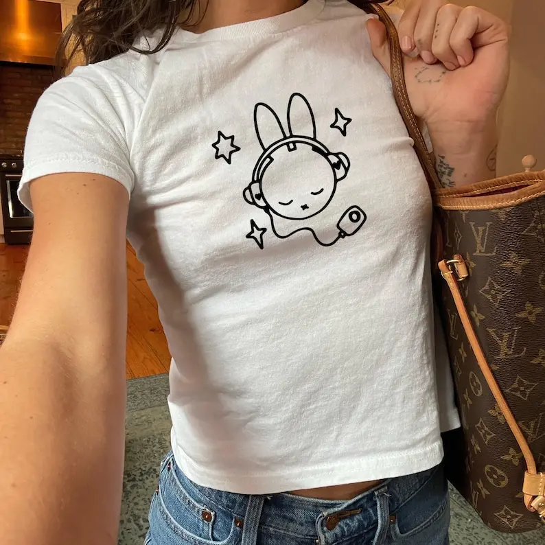 [Sale up to 50%] Miffy Baby Tee - Coquette Music Lover Shirt, Trendy Y2k Babytee, Ballerinacore Tee, Cute Bunny Tee, Cozy MiffyCore Shirt, Pinterest Tee