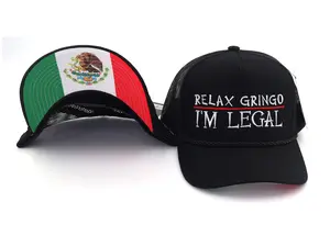 Relax Gringo I'm Legal Embroidery with Mexican Flag Under Bill Hat