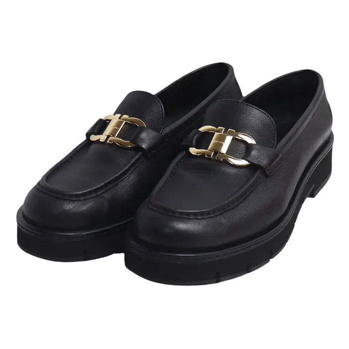 Pre-owned SALVATORE FERRAGAMO Calfskin Small Leather Goods Gancini Calf Loafers