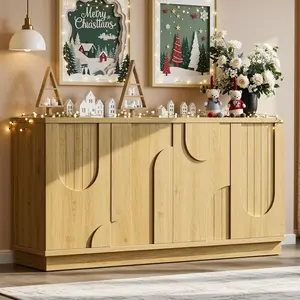 【Valentine's Day Gift】ONBRILL 59" Modern Sideboard With Arched Doors And Adjustable Shelves, Living Room Furniture, Dining Room Furniture