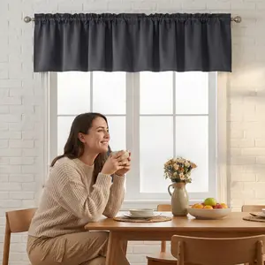 Window Wear 4 Panels 52X18Inch Blackout Kitchen Curtains Solid 100% Light Blocking Thermal Insulated Reduce Noise Burgundy Color For Quiet Living Space Ft1700