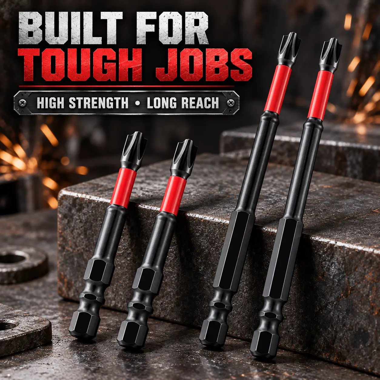 Impact Screwdriver Bit Set 65mm & 110mm, S2 Steel Magnetic Phillips Drill Bits, 1/4" Hex Shank, Heavy Duty Bits for Electric Drills, Circuit Breakers & Electrical Work