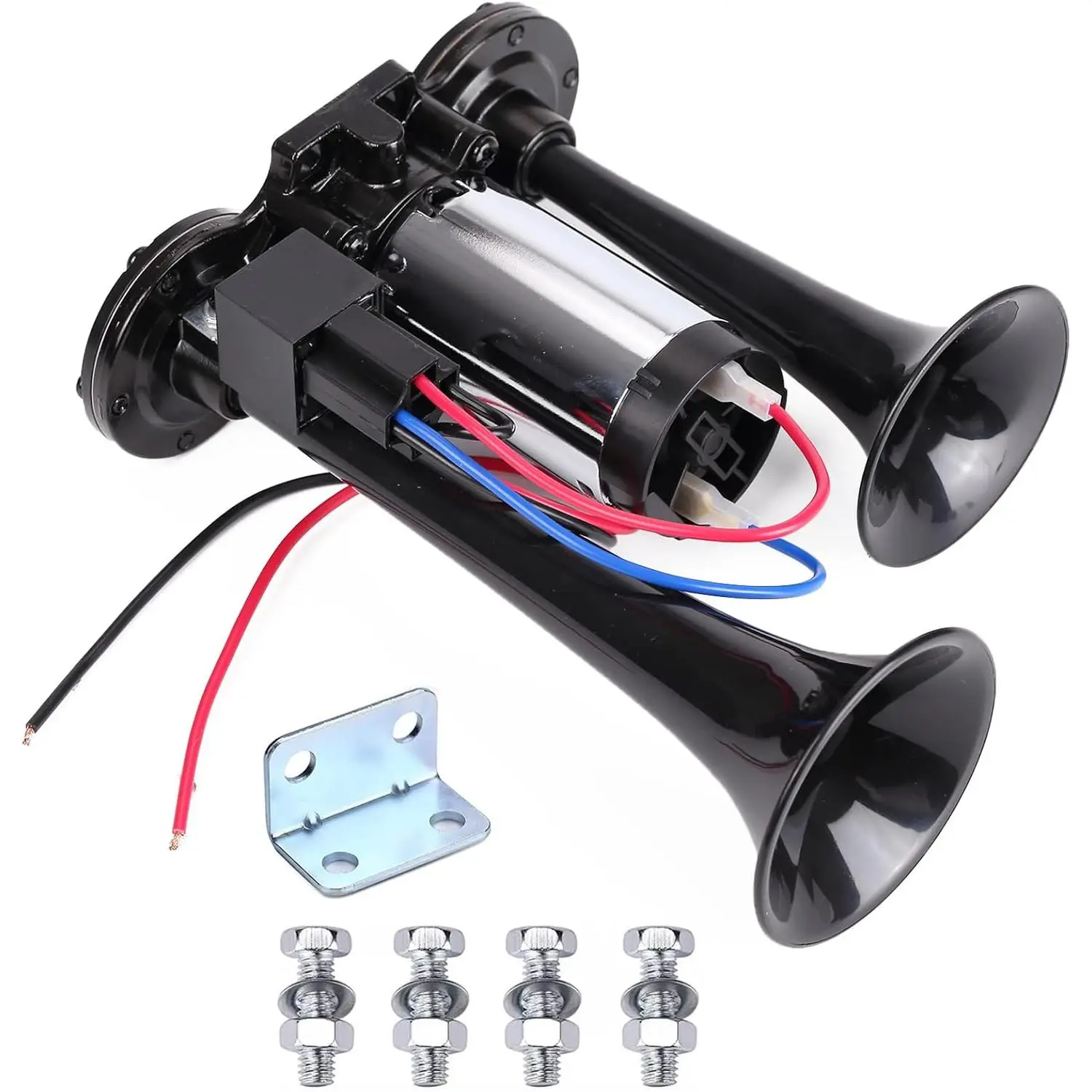 12V 120db Train Air Horn for Truck Car, Dual Electric Air Horns Kit with Compressor for 12V Vehicles Trucks Pickup Trains Lorrys SUVs Cars Boats (12V