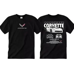 Chevrolet Corvette C7 Car Crewneck T-Shirt Graphic 2 Sides, For Men and Women Top, Corvette Technical Blueprint T-Shirt, American Muscle Car Enthusiast Gift Tee, C7 Sports Car Mechanic T-Shirt, Perfect Gift for Him