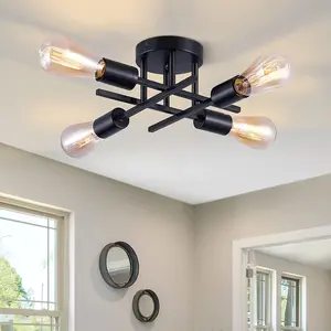 Modern Industrial Chandelier Ceiling Light Fixture, Indoor Lighting, E27 Socket & Design, Ideal for Bedroom Dining Room Office Cafe