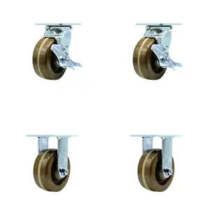 Service Caster SCC-30CS520-PHRHT-TLB-2-R520-2 High Temperature Phenolic Swivel Top Plate Casters, Heavy Duty with 5 in. Wheels - 4000 lbs Total Capacity - Set of 4