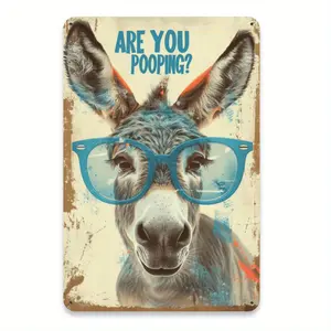 Humorous Vintage Metal Dog Sign Are You Pooping Wall Art for Donkey Enthusiasts Perfect for Home Office Cafe Garage Bathroom and Event Decor