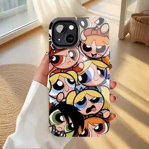 Iconic Cartoon Powerpuff Girls Mobile iPhone Case for iPhone 17. Shockproof Double - Layer PBT + TPU Protective Cover, Fits iPhone 17/16/15/14/13/12/11 Pro Max/Plus Durable Protection