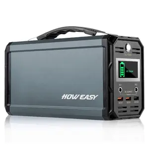 Howeasy Aluminum Alloy 300W Portable Power Station, 222Wh Lithium Battery, AC Socket/QC3.0/DC, for Phones, Laptops, Cameras, Headsets & More