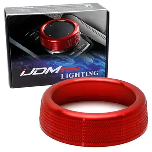 iJDMTOY Red Aluminum Turner Cover Rings, For BMW 1 2 3 4 5 6 7 Series X3 X4 X5 X6 Center Console 7-Button iDrive Multimedia Controller (Fit All Fxx Chassis Codes)