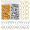 500pcs Jewelry Making Supplies Kit, Copper Metal (Gold & Silver Tone) Findings, Includes 12mm Lobster Clasps & 5mm Jump Rings with Storage Box, for DIY Necklace Bracelet Repair, DIY Jewelry Accessories, Diy Accessories Set