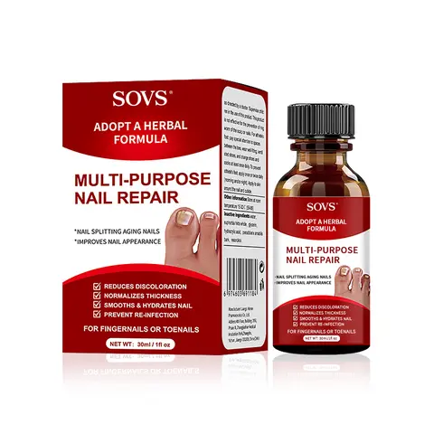 SOVS Extra Strength Liquid Toenail Care Solution, 1 Fl Oz (30ml) Natural Formula, for Adults' Toenails & Fingernails, Repairs Damaged & Discolored Nails, Smooth Cracked Nail Treatment