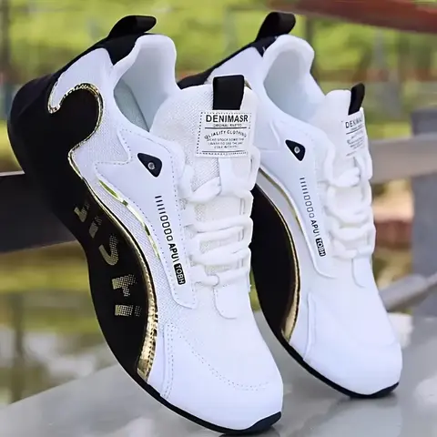 Men's Sporty Casual Lace-Up Running Sneakers with Comfortable Lined Design and PVC Wear-Resistant Sole, Suitable for Running, Travel, Gym and Outdoor Activities, Jogging Shoes