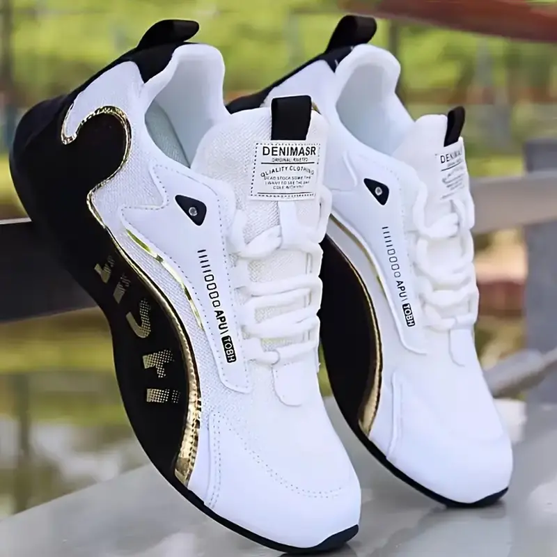 Men's Sporty Casual Lace-Up Running Sneakers with Comfortable Lined Design and PVC Wear-Resistant Sole, Suitable for Running, Travel, Gym and Outdoor Activities, Jogging Shoes