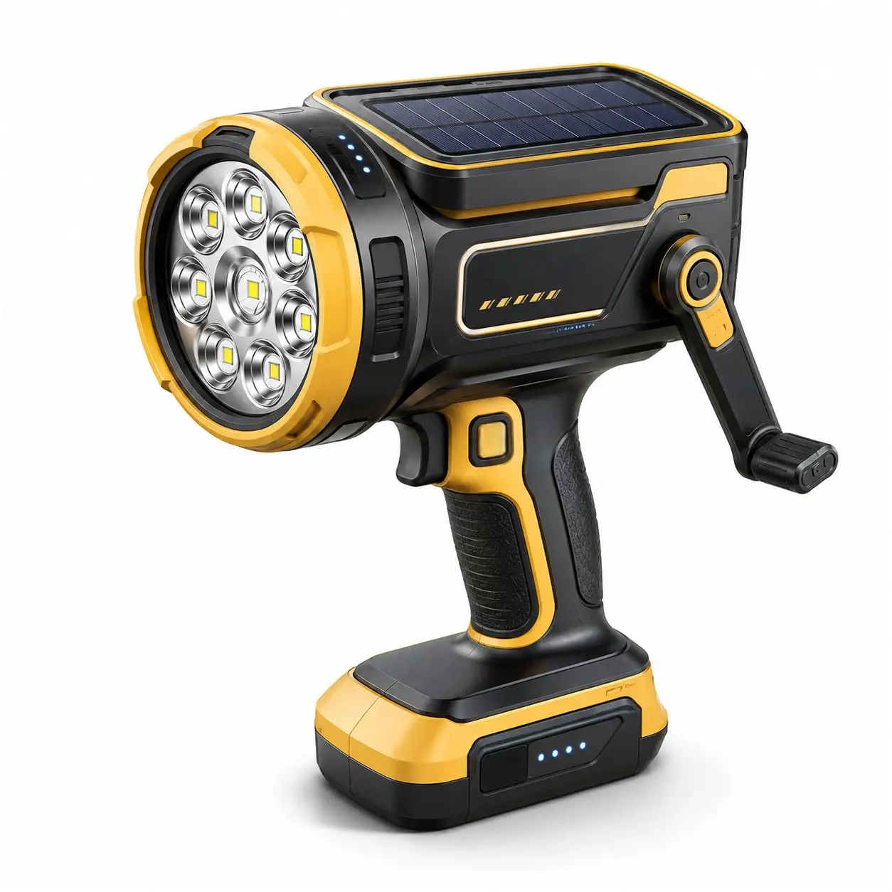 Hand Crank Solar Flashlight, 2000 Lumen Rechargeable Emergency Flashlight with 3000mAh Battery, 4 Light Modes, Type-C & Solar & Hand Crank Charging, 2 Pack for Camping Hiking Power Outage