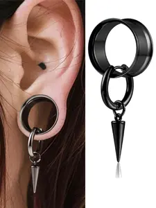 2pcs 316 Stainless Steel Ear Gauges Tunnels Plugs, Hypoallergenic Body Piercing Jewelry, Spike Stretcher Design for All Seasons, Dangle Earrings Men