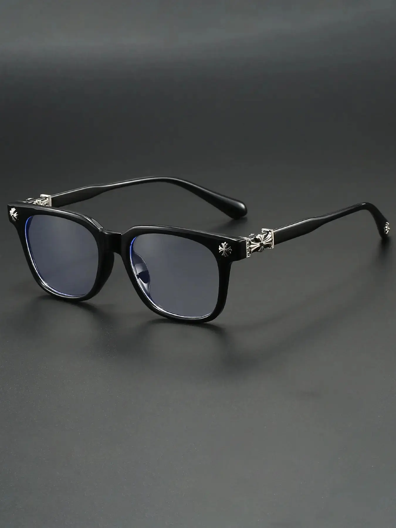 Elegant Black Gold Accent Glasses for Men Women, Lightweight PC Frame Anti Blue Light Eyeglasses for Gaming Office Daily Wear