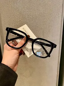 New Simple Square Flat Lens Glasses, Trendy Fashion Anti-Blue Light Eyeglasses, Tr90 Material Vintage Frame, Casual Style All Seasons, Stylish Square Frames, Square Frame Eyewear