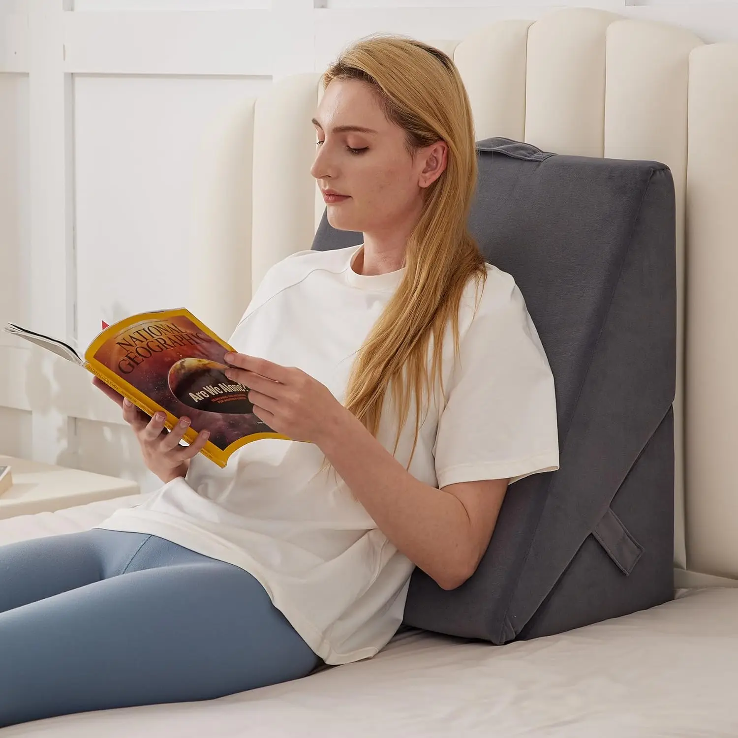 Wedge Pillow, 9&12" Adjustable Bed Wedge Pillow for Sleeping, Triangle Pillow for  , Memory Foam Pillow Wedge for  ,  and , , Grey