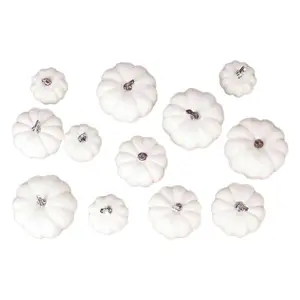 12 Pcs Decorative Pumpkin White Desktop Ornaments Artificial Pumpkin