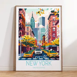 New York Usa Print, City Poster, Birthday Present, Personalised Gifts, United States Wall Art, New York City Travel Poster Print, Room Decor, Unframed