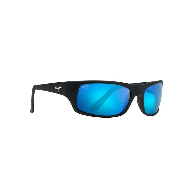 Maui Jim Peahi Sunglasses B202-2M Black Matte Rubber Frame Blue Hawaii Lenses