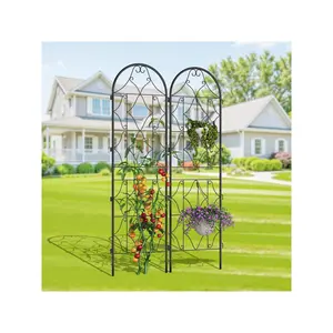 black- 2 Pack Panels No Dig Dog Fence Outdoor - 74.8 Inch Tall Rustproof Animal Barrier With Gate, Decorative Garden Fence Panels For Yard Border, Patio(74.8 X 21.6 Inch)