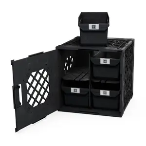 UbeCube Grabinet Kit 2"x2" Crate Black Bin: Stackable Polypropylene Decorative Box, Industrial Style, 13.5" Square