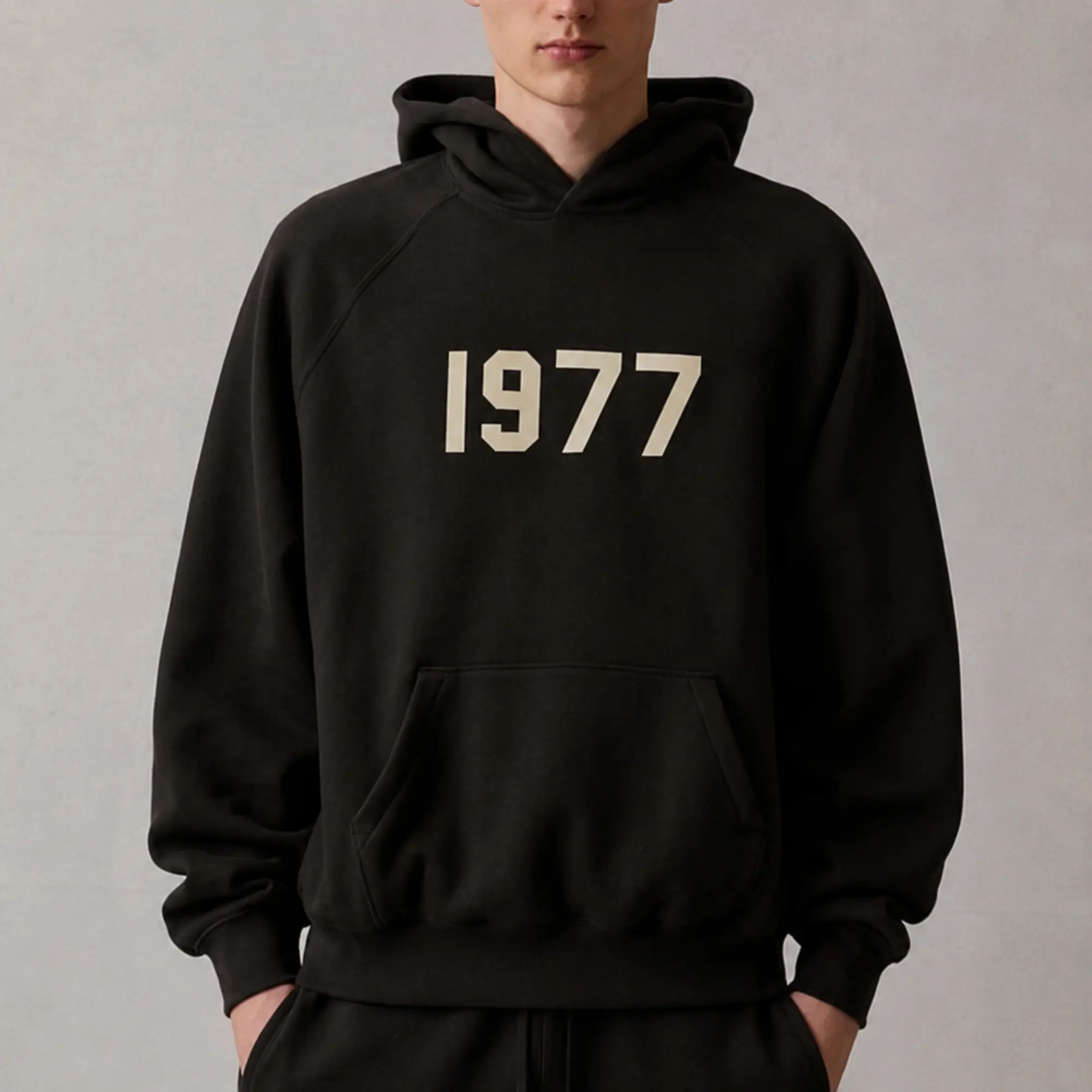 1977 Essential Hoodie & Pants Black Set Unisex Streetwear Tracksuit, Pullover Sweatshirt + Joggers, Gift for Him or Her 2025