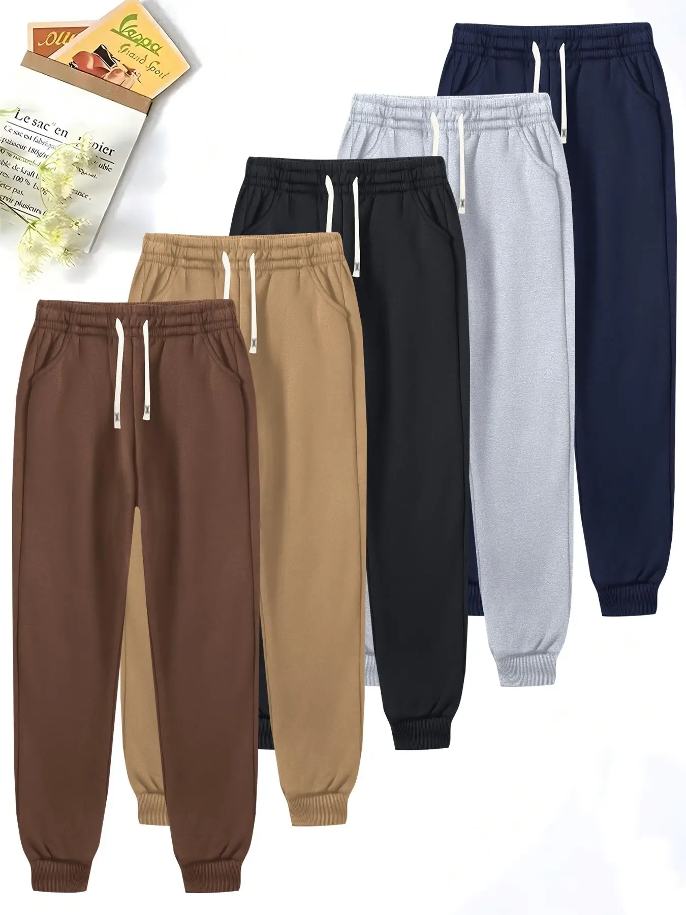 Men's Solid Drawstring Waist Jogger Pants, Comfortable Casual Comfortable Athleisure Pocket Sweatpants for Spring & Fall, Men's Athleisure Bottoms for
