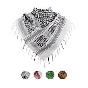 Traditional Palestinian Cotton Keffiyeh Scarf, 100% Cotton, 110x110 Tasseled, Desert Tactical Arab Wrap, Made in Palestine Poncho