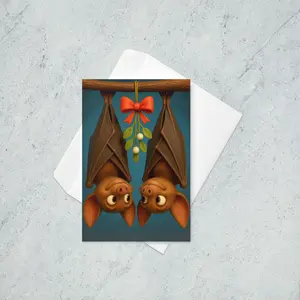 Christmas Bats! 4"x6" Full-Color Christmas Card